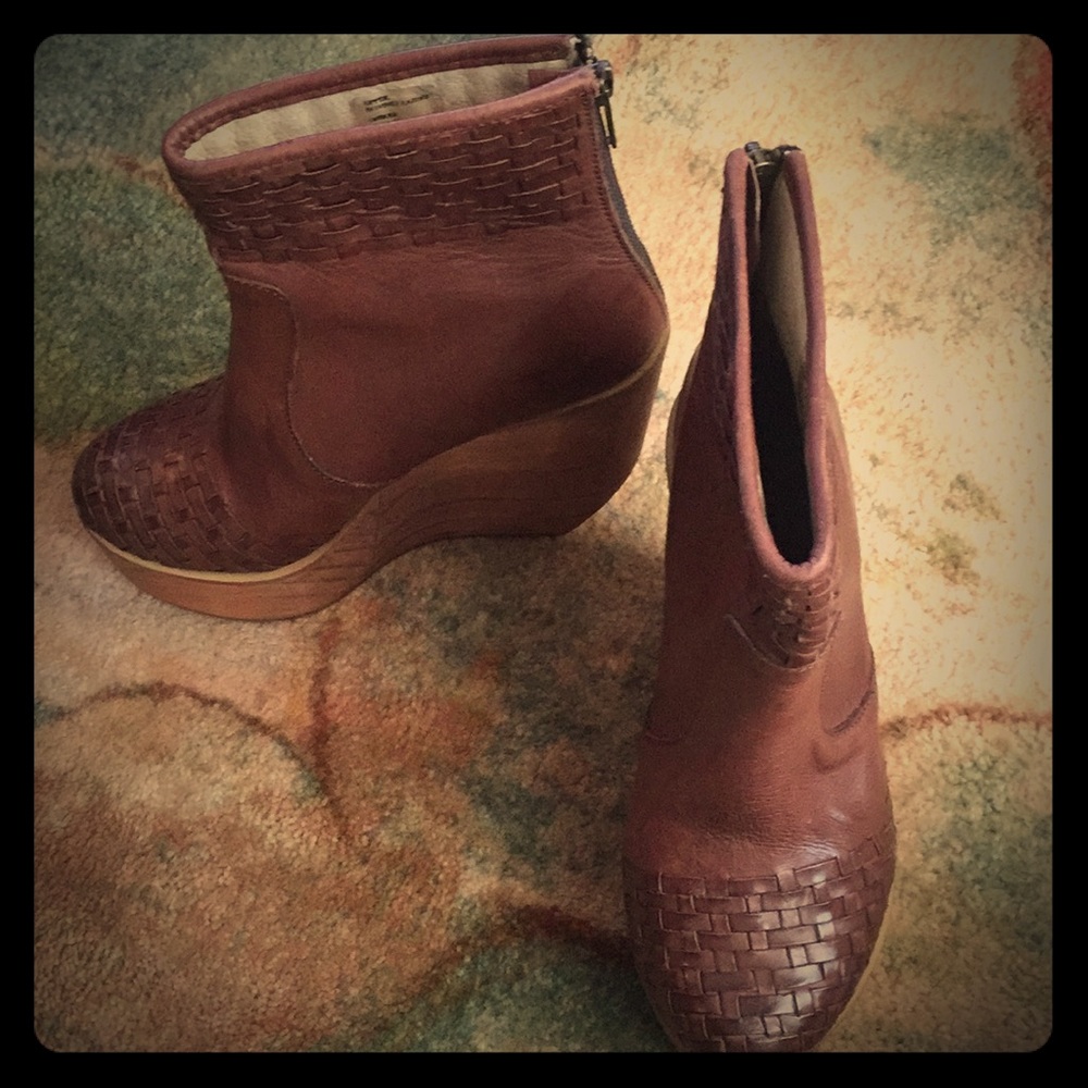 Bed Stu Platform Wedge Leather Booties